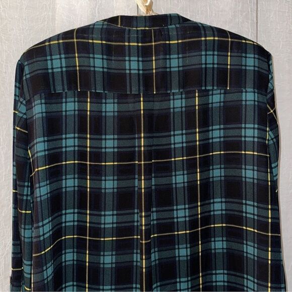 aliceblue x Stitch Fix L Green Black Gold Plaid Button Down Long Sleeve Blouse - Picture 5 of 13